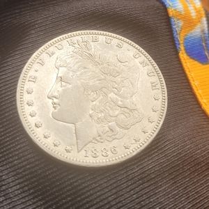 1886 O morgan silver dollar coin AU/UNC